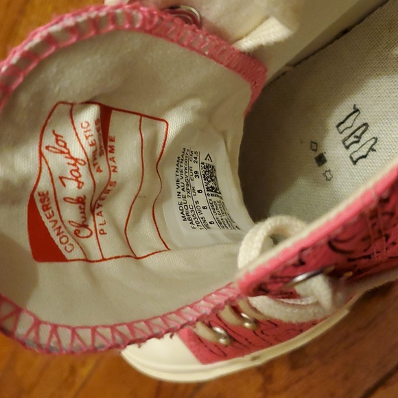 Converse Chuck 70 All Star High Top. Pink leather Sneaker. Womens 8. Men's 6 - Picture 10 of 13